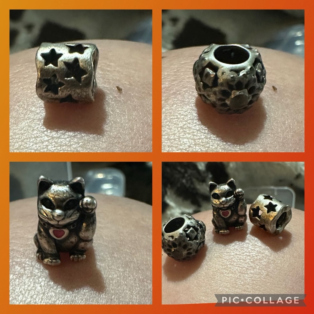 Four Retired Sterling Pandora Charms, & 1 Limited Edition 20th Anniversary Charm